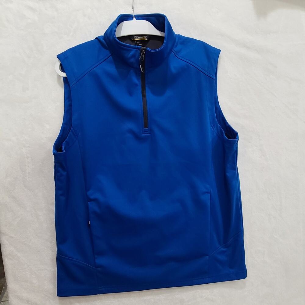 Core365 Vest Mens L Blue Softshell 1/4 Zip Pullover Warrior Classic Golf Benefit